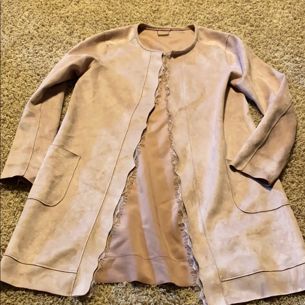 Pink suede lace coat